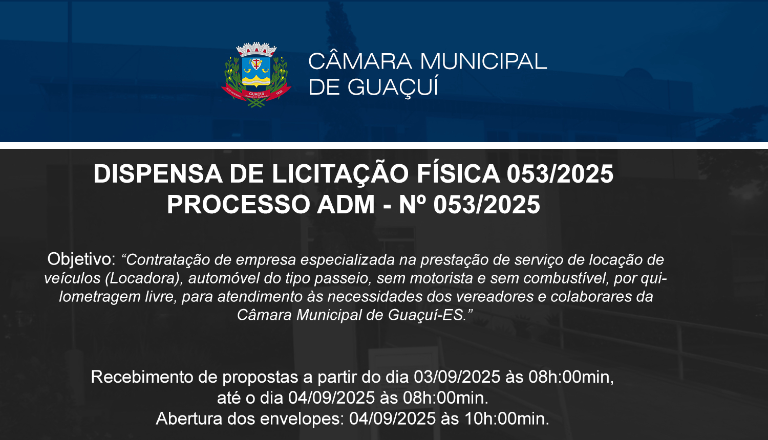 DISPENSA DE LICITAÇÃO Nº 053/2025